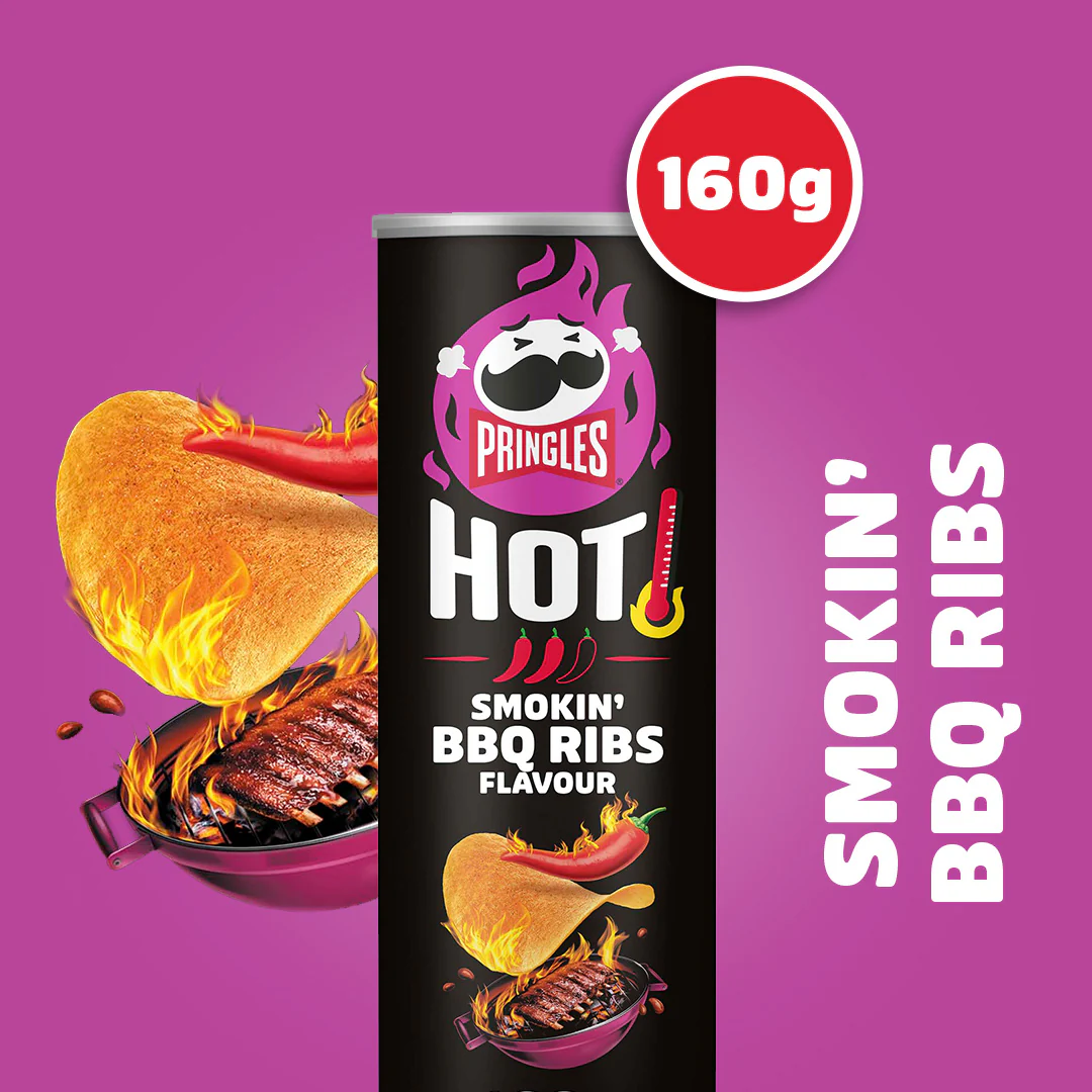 Pringles Hot Smokin' BBQ Ribs Flavour - 8x 160g - Image 3